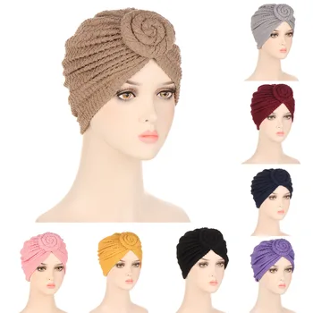 Дамски Однотонная шапчица-тюрбан от косопад, дамски мюсюлманска шапка, прическа с възел, дамски превръзка на главата, Аксесоари за коса