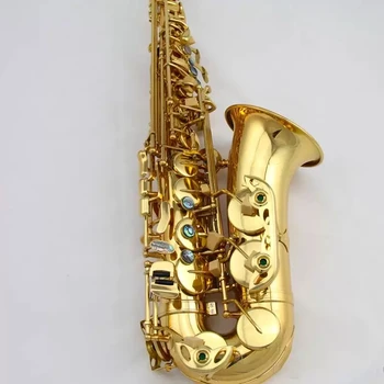 Ново записване, 901 саксофон от злато, EB, месингови лакирани златни ключове abalone, alt-супер музикален инструмент с футляром