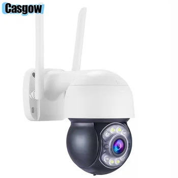 Casgow PZT 4K HD Защита от видеонаблюдение Wifi Камери за Сигурност iCSee IP ВИДЕОНАБЛЮДЕНИЕ Външна аларма и нощно виждане Външна камера Водоустойчива