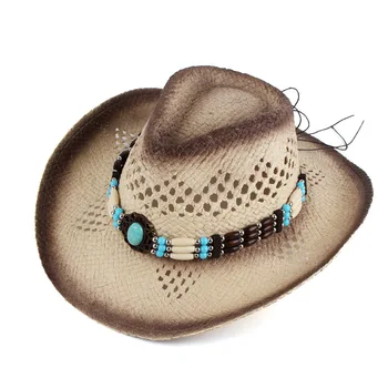 Дамска лятна плажна ковбойская шапка, обикновен чадър, сламена шапка, Туризъм на открито, солнцезащитная шапка, етнически стил, западен каубой