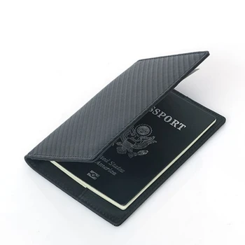 Нови Притежателите на кредитни карти от естествена кожа с модел от въглеродни влакна, чантата за паспорт с RFID блокер портмоне, калъф за чантата си за шофьорска книжка