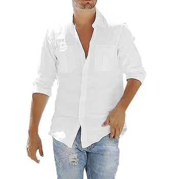 Лятна мъжки ежедневни облекла Проста основна дишаща мъжки дрехи с къс ръкав, однотонная мъжки социална риза Ropa Para Hombres