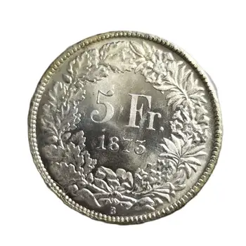 Швейцария 1873 година, посребрени монети, монета, за дома, Щастливата Магия, се събират монети, Коледни подаръци #2130