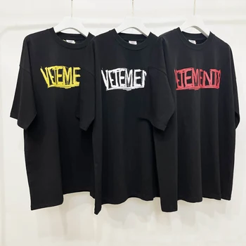 Дизайнерска тениска Vetements, хип-хоп графити с логото на писмото, летни тениски оверсайз, лятна тениска Унисекс с къс ръкав