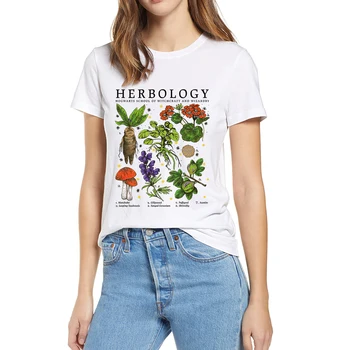 Тениска Herbology от 100% памук, растения, гъби, Харадзюку, лятна дамски ежедневни новост, тениска Оверсайз, Унисекс, свободни топове, тениска за подарък