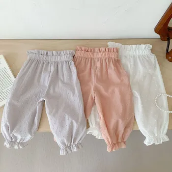 XINYU/ летни зреещи за детски дрехи, ежедневни панталони за момичета, панталони на точки за малки момчета, панталони с висока талия за новородени, от 0-3 години