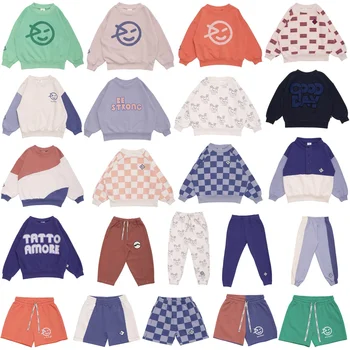 Детски Пуловер за момчета и Момичета, колекция от 2023 година, марката SS Spring Wyn, Детски Пуловер и Спортни панталони, Комплект с Принтом, Ежедневни Панталони за Деца, Костюм