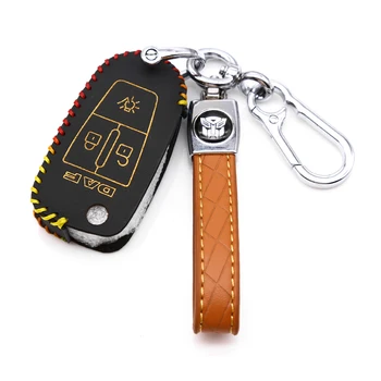 Калъф за ключове от телешка кожа за камион ДАФ 106, 3 бутона, ключодържател, аксесоари за ключове, защитна чанта, калъф