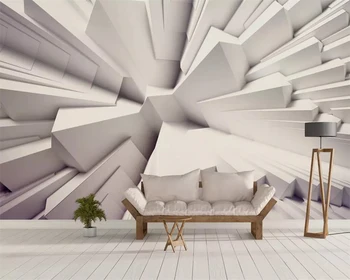 beibehang Модерен минималистичен 3D геометричен полигональный абстрактен ТЕЛЕВИЗИЯ фон на стената на хола на потребителски тапети 3D монтаж на стена за украса