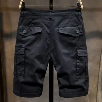 Мъжки ежедневни модни плажни шорти-карго, летни мъжки свободни работни панталони-карго във военната стил, тънка градинска дишащи дрехи A50