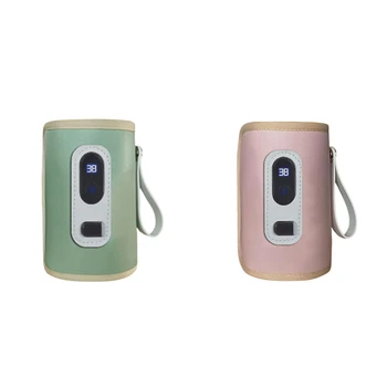 USB-нагревател за мляко и вода, количка, изолирано чанта, нагревател бутилки за хранене на бебето през зимата на открито -Зелен