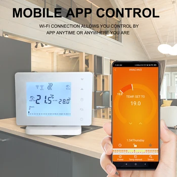 Умен Wifi термостат програмируем регулатор на температурата на загряване на газов котел, работи с администратора на топло пол Google Home Алекса