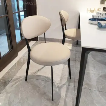 Бели ресторант трапезни столове за всекидневна с най-модерна облегалка, дизайнерски кожен стол за грим в скандинавски стил, тоалетка Sillas, мебели за дома
