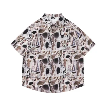 Градинска риза с къси ръкави в стил хип-хоп, мъжка модна марка свободна риза Bf в хавайски стил, палто