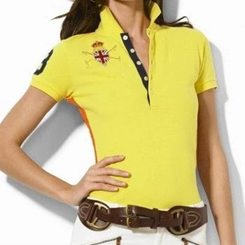 Висококачествени Летни нови дамски ризи поло Big Horse с къс ръкав от 100% памук, ежедневни обикновен дамски тениски с модерен бродерия