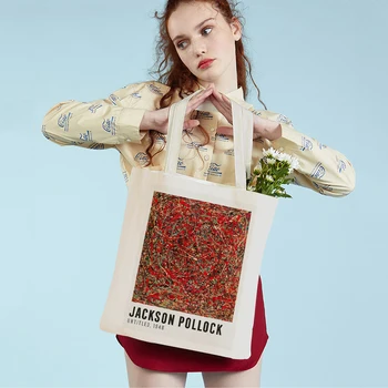 Двустранен линия на Джаксън Полък в стил fauve, абстрактна мультяшная дамска чанта-тоут, дамски чанти, за пазаруване, чанта за пазаруване на пазара на модата