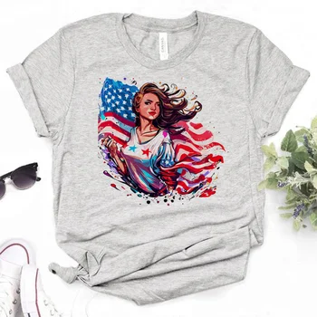 Тениска от САЩ, женска тениска с изображение харадзюку, графична дрехи за момичета