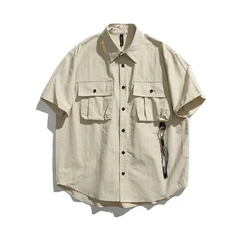 Лятна риза с джобове за мъже, Градинска облекло Cityboy, Модни свободни ежедневни ризи-карго с къс ръкав, Японски Корейски Стил, градинска облекло