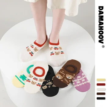 DAMAHOOV корейската версия на японската индивидуална мода, всичко в тон си скъпи мультяшному мишке, летни тънки невидими чорапи Ins