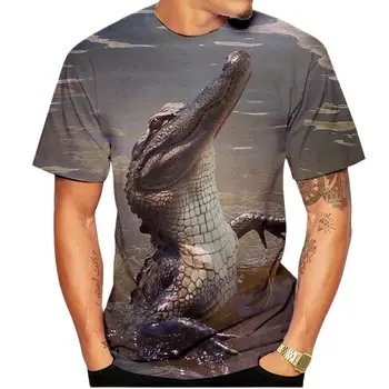 Лятна мъжки и дамски тениски с 3D-принтом крокодил, модерни ежедневни бързо съхнещи къси ръкави, новост 2023 година