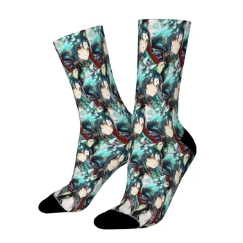 Мъжки И дамски чорапи Genshin Impact Xiao, Колоездене пролет-лято есен-зима Чорапи, Подарък