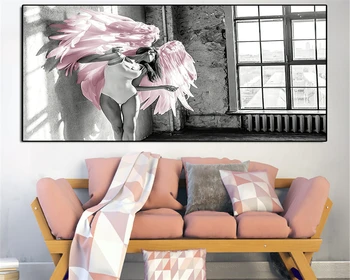 Потребителски модерни нови декоративни картини мода красота розово, черно-бял фон тапети от папие-маше