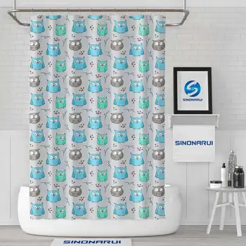 Модерен дизайн с шарките на анимационни сови, водоустойчив екологично Чисти завеси за душ от полиэстеровой плат за декорация на баня