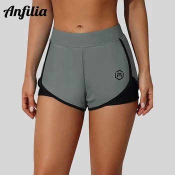 Anfilia, дамски шорти за плуване с висока талия, спортни фитнес танкини, най-Долната дъска за плуване, за кратко плажно облекло