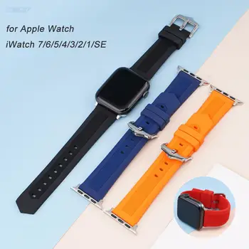 Силиконов Ремък за Apple Watch Band 44 мм 40 мм 42 мм, 38 мм и Каишка Спортен Гумена Гривна на Китката за iWatch Series 2 3 4 5 6 7 SE 45/41 м