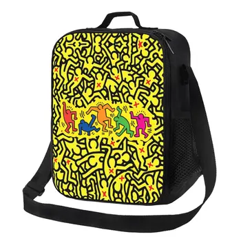 Графити Жълто Юни, Многократно обяд-бокс, Мултифункционален, цветен, в стил поп-арт, термоохладитель, училищна чанта за обяд с изолация от хранителни продукти