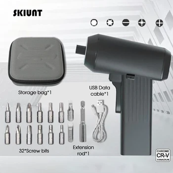 Набор от електрически отвертки SKIUNT с USB-Акумулаторна литиево-йонна батерия, Мултифункционален Комплект Винт малко CR-V, Домакински електрически инструменти За Ремонт