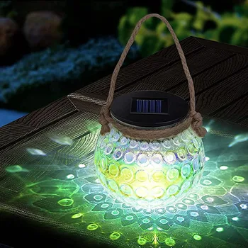 Слънчев външен декоративна лампа LED courtyard crack Mason bottle окачен креативна лампа, стъклена банка
