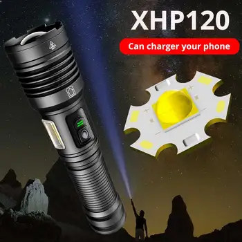 XHP120 + COB Фенерче Висока Мощност TYPE-C Акумулаторна Лампа За Къмпинг, Разходки, led осветление Може да се използва като захранване