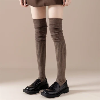 Дамски чорапогащи до бедрата, нови модни обикновена чорапи над коляното в японски стил, дамски ежедневни дълги дамски чорапи, модни