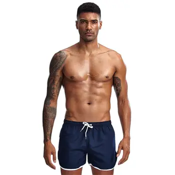 Летни мъжки плажни шорти за плуване на съвсем малък, бързо съхнещи шорти за къпане с джоб, за тренировки във фитнеса, спортни къси панталони за фитнес