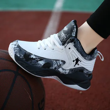 Новост 2023 г., брандираната детски баскетболни обувки за момчета, устойчива на плъзгане детски спортни обувки на дебела подметка, детски баскетболен тренировочная обувки
