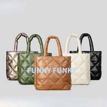 Дамски модни чанти-тоут с подплата, дизайнерски качествена дамска чанта през рамо, модерен памучен naka чанта-тоут, зимна чанта
