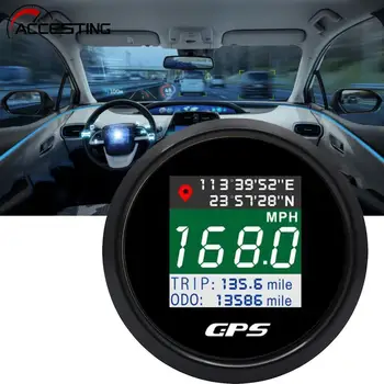 52 мм цифрови GPS за измерване на скоростта с TFT екран, водоустойчив километража, регулиране на скоростта, мили/ч, възли, км/ч, сензор за скорост, за лодки, автомобили, моторна яхта