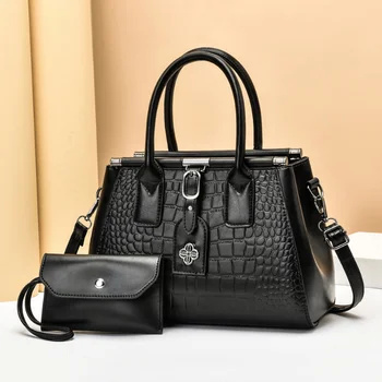 Хит на продажбите, женствена чанта 2023, новият, модерен и луксозен комплект от две части, женствена чанта с каменен модел с голям капацитет