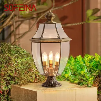 SOFEINA Открит Класически Месинг Градински Инфинити Лампа Simple Patio Pillar Водоустойчива IP65 Ретро Led Лампа За Вътрешния Двор