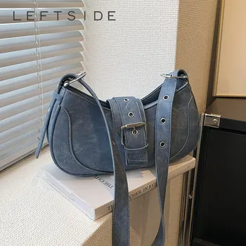 В ЛЯВО от Деним, однотонная женствена чанта през рамото си под мишниците, малки Чанти 2023, реколта луксозна дамска чанта през рамо