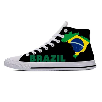 Маратонки с най-високо берцем под флаг на Бразилия, мъжки дамски ежедневни обувки за юноши, маратонки за бягане, лека дишаща обувки с 3D принтом