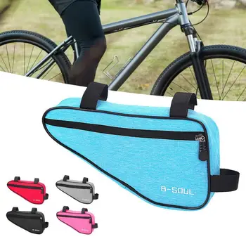 Велосипедна триъгълна чанта, многоцветен чанта с предната греда, планинско колоездене, голям капацитет, планинско колоездене, триъгълен чанта за съхранение на инструменти