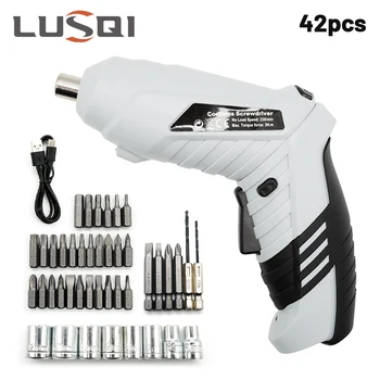 Набор от електрически отвертки LUSQI, 3,6 В, акумулаторна умна отвертка, Многофункционални безжични инструменти за шуруповерта, бормашина-пистолет винт