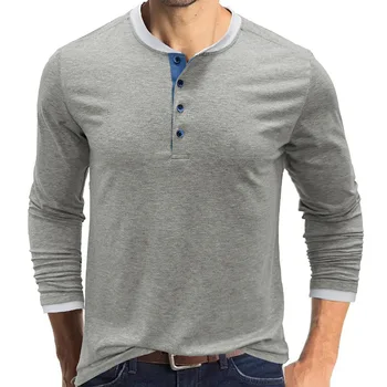 Мъжка риза Хенри, мъжка тениска с дълъг ръкав, мъжки риза, тениска, топ, мъжки hoody в стил харадзюку