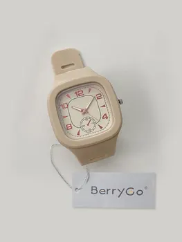 BerryGo Модерни ежедневни ръчен часовник с квадратен циферблат кварцов и цифров циферблат, каишка от каучук, модерни водоустойчиви часовници, часовници