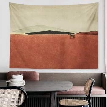 Изкуството на Ретро Абстрактен стенен геометричен пейзаж, Житните полета, маслени бои, декорация спални, картина, гоблен
