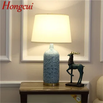 Керамична настолна Лампа Hongcui, Мед led Маса с модерен Луксозен Дизайн за Дома