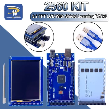 3,2-инчов TFT LCD Сензорен Цветен Екран на Модула + 3,2-Инчов Щит Такса Адаптер + Mega2560 Mega 2560 R3 CH340 С USB за Arduino Kit