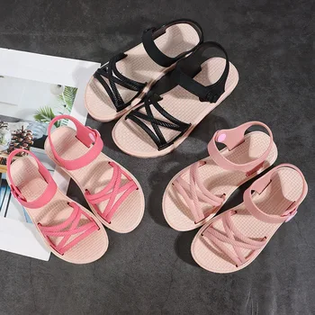 Детски сандали дамски пролетно-летни нови модни обувки на принцесата с мека подметка за момиченца, плажни обувки с отворени пръсти